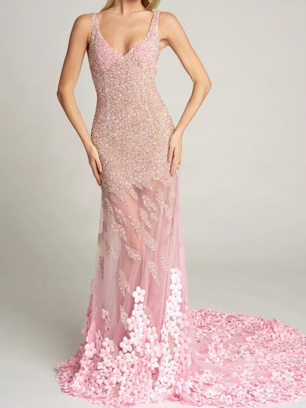 NWT Portia and Scarlett PS25987C Floral Appliqued Prom Dress Pink size 00